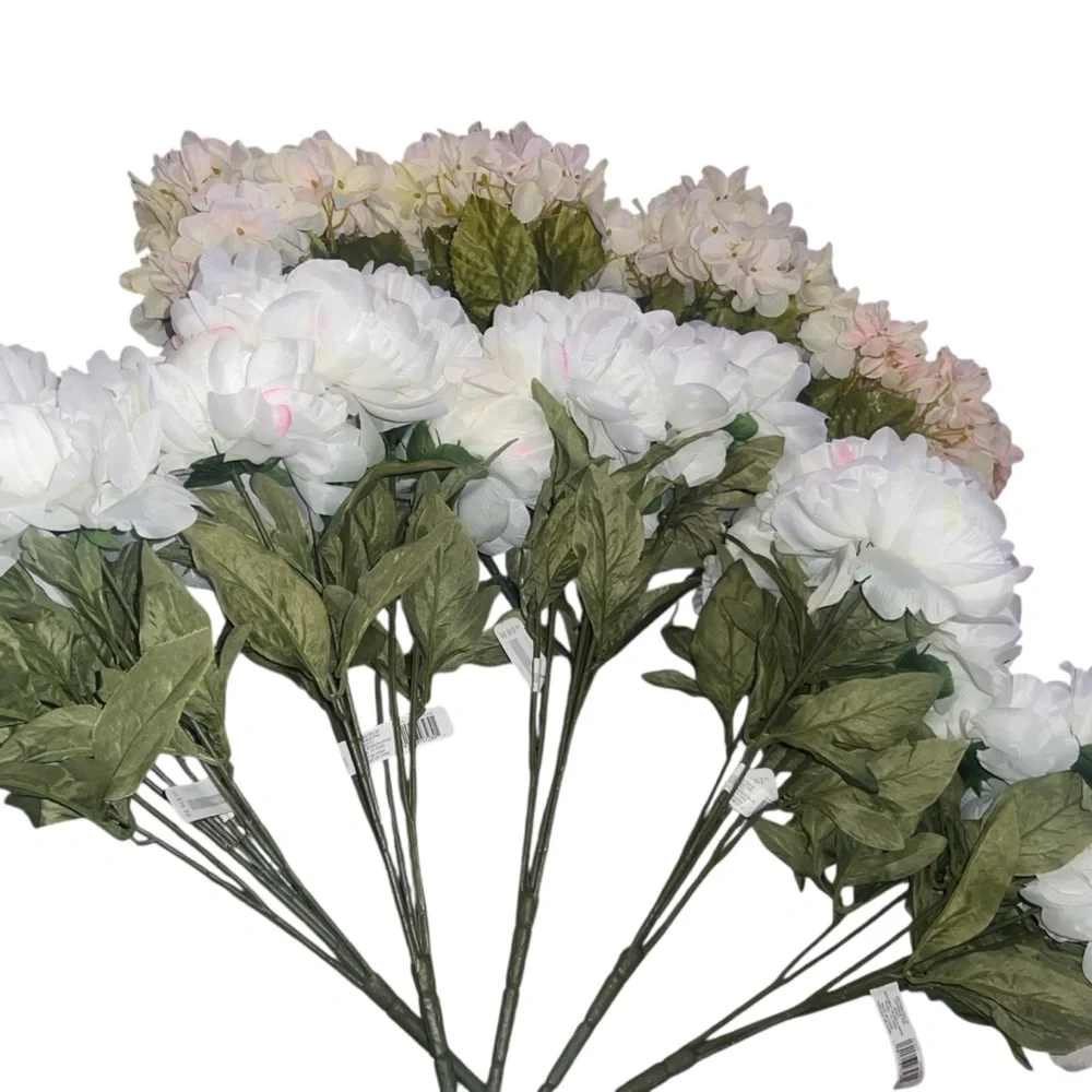 NWT Ashland White Peony & Hydrangea Bush Bundle Faux Floral Stems Wedding Bridal